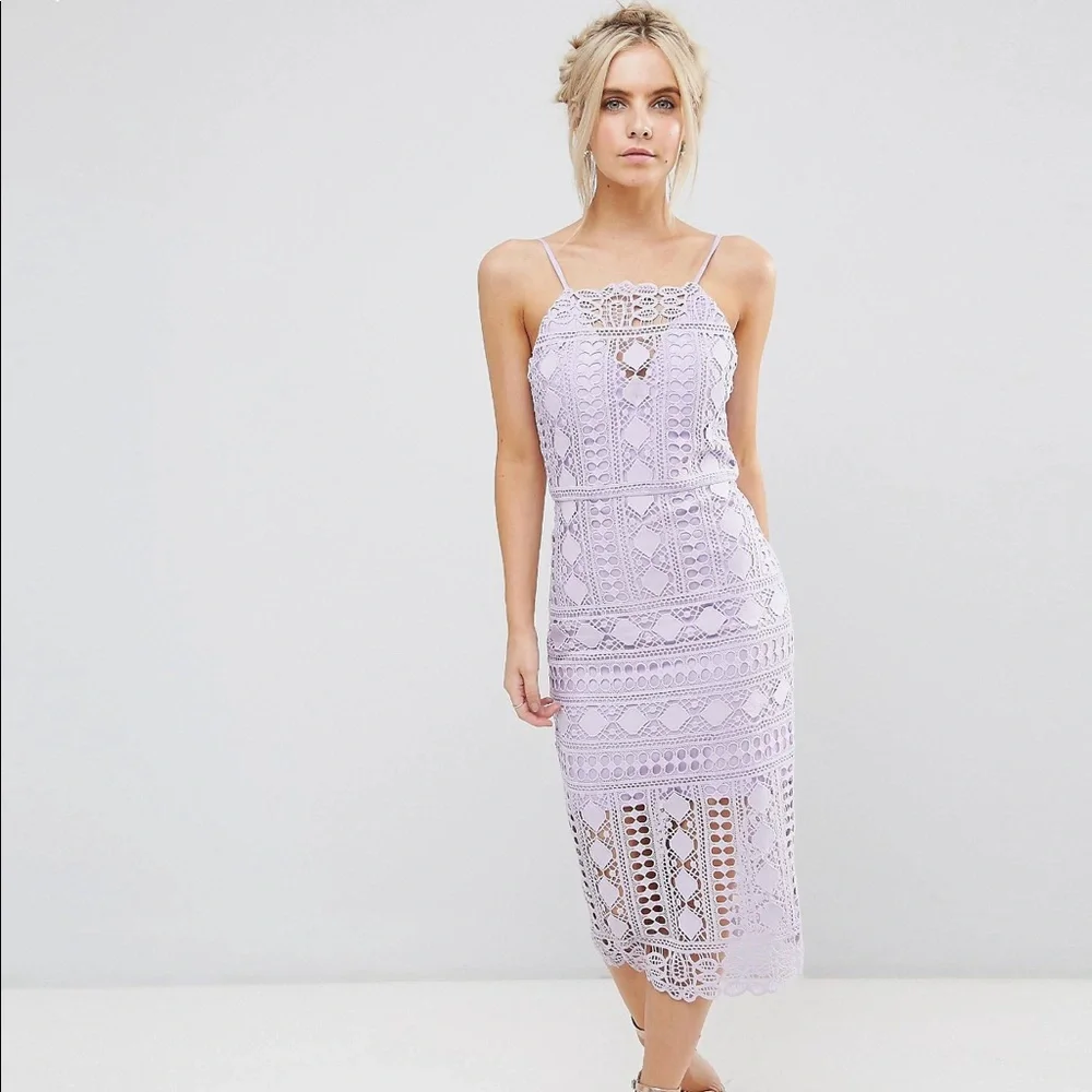 ASOS Lavender Lace Midi Dress - Picture 4 of 6